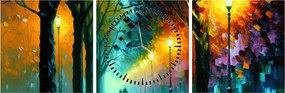 Obraz - Nocny spacer (z zegarem) (90x30 cm)