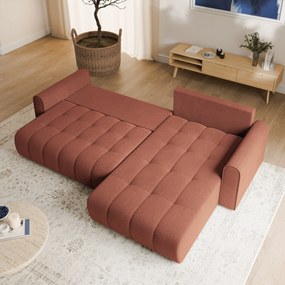 Masseno Narożnik FRIGA z funkcją spania i pojemnikiem na pościel Narozniki L, Rozkładana sofa - Ceglasty, ARAGON 59