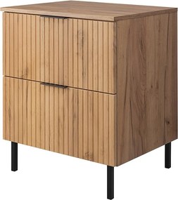 Szafka pod umywalkę, dąb Craft, 60 x 77 x 46 cm, czarny uchwyt, czarne nogi + blat