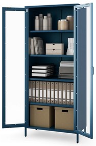 Witryna szklana do salonu granatowa Modern ANGELO 800 x 1850 x 450 mm