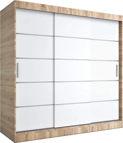 Szafa przesuwna dąb sonoma + biały 200 cm L5-P40