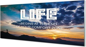 Szkło Ozdobne do Kuchni Napis na tle Nieba o Zachodzie