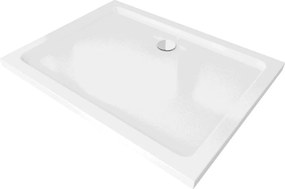 Mexen Flat brodzik prostokątny slim 90 x 80 cm, biały, syfon chrom - 40108090