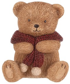 Dekoracja Niedźwiedź z czerwonym szalikiem, żywicapoliestrowa, 10 cm