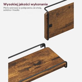 Półka narożna ścienna LOFT, zestaw 2 szt., brązowy/czarny Vasagle
