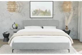 Jasnoszare tapicerowane łóżko dwuosobowe ze stelażem 200x200 cm Barker – Ropez