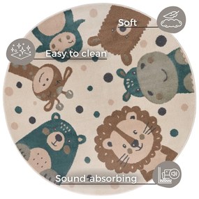 Beżowy dywan dziecięcy ø 100 cm Animal Party – Hanse Home