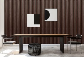 Drewniany panel akustyczny, 2400 x 600 mm, czarny podkład, 5 szt, orzech