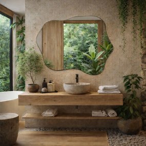 Lustro dekoracyjne o nieregularnym kształcie bez podświetlenia FLOW NATURE | Różne rozmiary | Różne kolory : Kolor tafli szkła - Brąz, Rozmiar - 99x127 cm