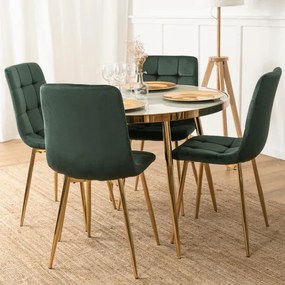 Krzesło Tapicerowane do Salonu YORK Zielone Welurowe Nowoczesne Loft
