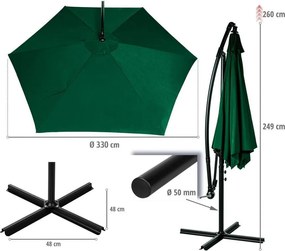 STILISTA Parasol ogrodowy, 330 x 249 cm, zielony