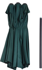 Outsunny Podwójny Parasol Owalny do Ogrodu z Korbką i Stojakiem, Ciemnozielony, Duży Rozmiar 460x270x240cm, Ochrona przed Słońcem | Aosom PL