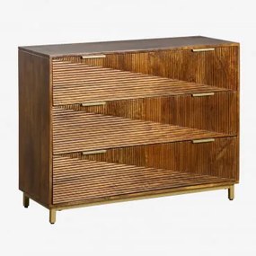 Komoda 110x40 Cm Z Drewna Mango Baty Ciemny Drewniany Uchwyt - Sklum