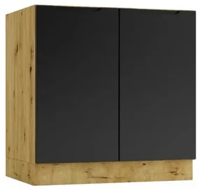 Szafka pod zlew ISABEL D80ZL czarny mat/dąb artisan STOLKAR
