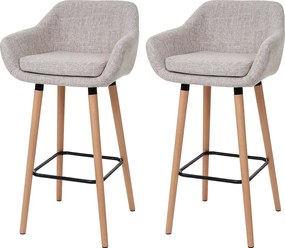 Stołek barowy Vaasa T381 (zestaw 2 szt.), tekstylny, kremowo-szary