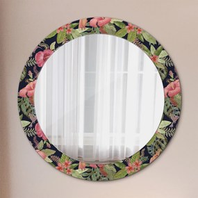 Lustro dekoracyjne okrągłe Kwiaty hibiskusa