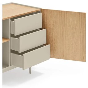 Beżowo-naturalna niska komoda w dekorze dębu 130x78 cm Otto – Teulat