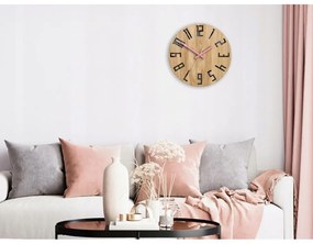 Zegar na ścianę nowoczesny drewniany z dużymi cyframi okrągły cichy loft