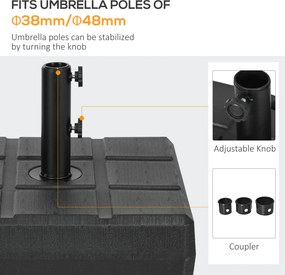 Outsunny Stojak na parasol do 40 kg - z uchwytem, kwadratowy, Czarny