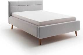Jasnoszare tapicerowane łóżko dwuosobowe ze schowkiem ze stelażem 140x200 cm Lotte – Meise Möbel