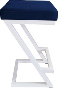 Hoker ZETA krzesło barowe tkanina Welur podstawa metalowa LOFT : Kolor Stelaża - Biały, Kolor tkaniny - VELVET - MG16