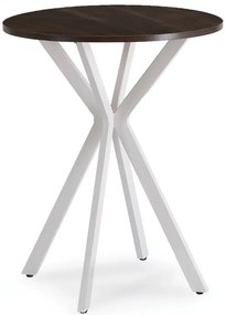 Okrągły orzechowy stolik na białej nodze 60cm - Kaxi 4X