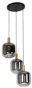Lampa wisząca czarna ze złotem i dymionym szkłem w komplecie z 3 żarówkami PUCC - ZuzannaDesignerski Oswietlenie wewnetrzne