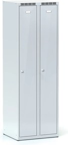 Metalowa szafka ubraniowa S7, 2-drzwiowa, 1800 x 600 x 500 mm, demontaż, zamek cylindryczny, drzwi szare