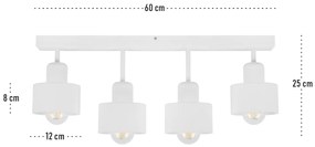 Biała lampa sufitowa, czteropunktowy spot DWE60x7WE z drewna i metalu
