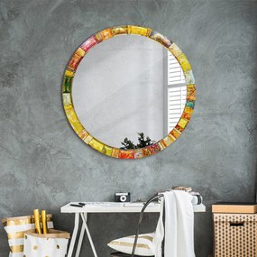 Lustro z nadrukiem okrągłe Kolorowy witraż