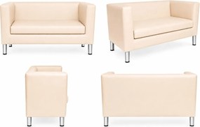 Sofa Monaco : Kolor nogi - Chrom, Kolor tkaniny - EKO-SKÓRA - 18D, Typ tkaniny - Eko-skóra , Wysokość nogi - 15 cm