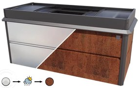 PRIMEYARD 200 x 85 x 77 cm Grządka podwyższona, stal corten, Optyka rdzy, z ochroną przed ślimakami i inspektem ogrodowym - (GFPV00790)