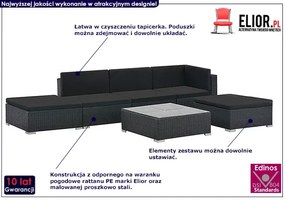 6-częściowy zestaw ogrodowy ze stolikiem czarny - Bero 6C