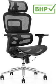 Fotel biurowy siatkowy Ergomix z zagłówkiem, zgodny z normą BHP