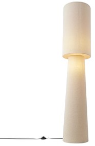 Lampa podłogowa Japandi Beżowa Tkanina Teddy 2-źródła światła - TrompetJapandi Oswietlenie wewnetrzne