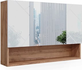 Szafka z lustrem w łazience biały wysoki połysk/złoty dąb power 80.1x17x55 irma