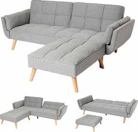 Sofa rozkładana MCW-K18,  tkanina/tekstylia jasnoszary