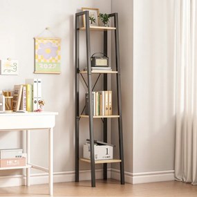 Szafka typu drabinka z 4 półkami – 34x147x32 cm, ciemny brąz, styl industrialny loft
