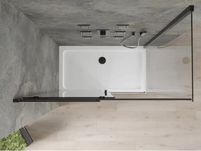 Mexen Omega kabina prysznicowa rozsuwana 130 x 70 cm, transparent, czarna + brodzik Flat, biały - 825-130-070-70-00-4010B