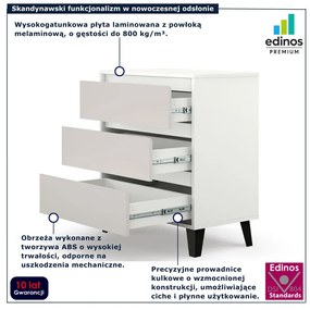Komoda z 3 szufladami w stylu skandynawskim biały + kaszmir L8-C54