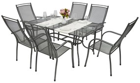 Metalowy zestaw ogrodowy PALMA I. 1 + 6 Stół prostokątny 160x95 cm (CT0311)