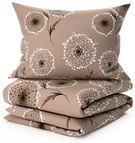 PrzytulneMieszkanie.pl PrzytulneMieszkanie.pl PrzytulneMieszkanie.pl Zestaw 2 szt. pościeli z mikropluszu PAMPELINO jasnobrązowej + prześcieradło z mikropluszu SOFT 180x200 cm białe, podwójne łóżko