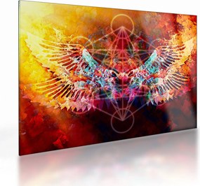 Obraz na szkle - Merkaba ze skrzydłami, abstrakcja (70x50 cm)