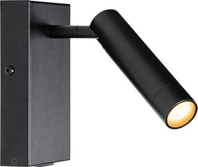 Nowoczesna lampa ścienna czarna z regulowanym USB - Croft