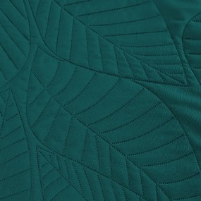 Turkusowa narzuta na łóżko z wzorem LEAVES Rozmiar: 200 x 220 cm