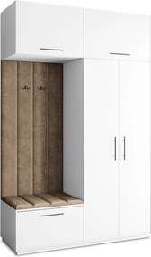Masseno Garderoba REMA 150/240/60 cm Nowoczesna Szafa do Przedpokoju Biała, MONOLITH 09 (Beżowy)