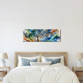 Obraz – Kolorowe energetyczne drzewo (z zegarem) (90x30 cm)
