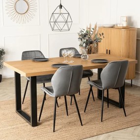 Stół Prostokątny Rozkładany TOMAS 130-230 cm Dąb Złoty/Czarny do Jadalni Loft