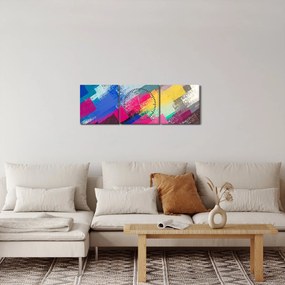 Obraz - Kolorowe pociągnięcia pędzlem (z zegarem) (90x30 cm)
