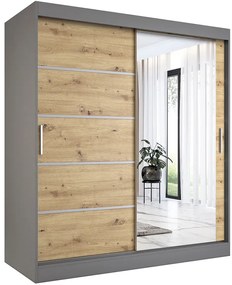 Szafa przesuwna 180 cm antracyt + dąb artisan - Marmos 5X